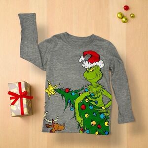 The Grinch Dr. Seuss Long Sleeve Graphic Shirt Toddler Size 4T Festive Christmas